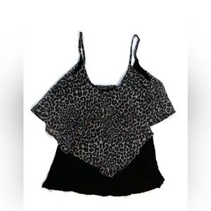 Rue21 Black and Gray Leopard Print Sleeveless Crop Top Juniors Size Small